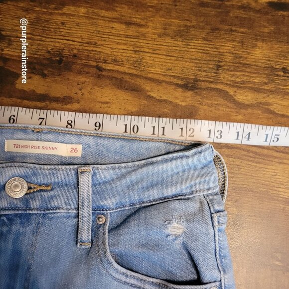 Levi's Jeans 26 Skinny 721 High Rise Medium Light Wash Stretch Denim Western - Picture 7 of 12